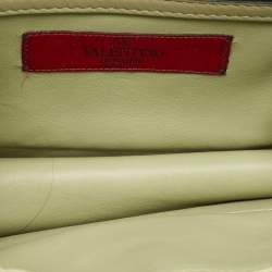 Valentino Olive Green Leather Small Rockstud Glam Lock Crystals Flap Bag