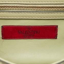 Valentino Olive Green Leather Small Rockstud Glam Lock Crystals Flap Bag