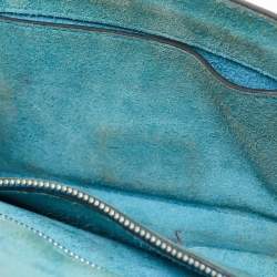 Pre Owned Valentino Metallic Blue Leather Small Rockstud Glam Lock Flap Bag