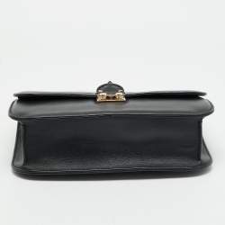 Pre Owned Valentino Black Leather Medium Rockstud Glam Lock Shoulder Bag