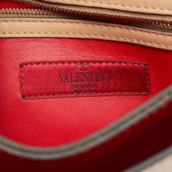 Valentino Beige Leather Rockstud Flap Wristlet Clutch