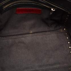 Valentino Black Leather Small Rockstud Trapeze Tote