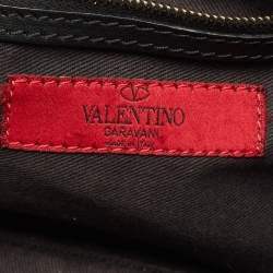 Valentino Black Leather Small Rockstud Trapeze Tote