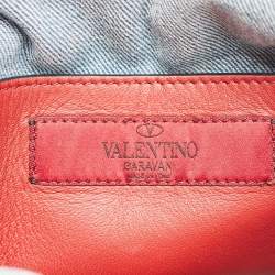 Pre Owned Valentino Navy Blue Quilted Denim Rockstud Backpack