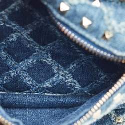 Pre Owned Valentino Navy Blue Quilted Denim Rockstud Backpack