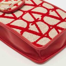 Valentino Red Iconographe Canvas and Leather Phone Crossbody Bag