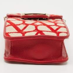 Valentino Red Iconographe Canvas and Leather Phone Crossbody Bag