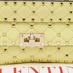 Valentino Yellow Quilted Leather Small Rockstud Spike Chain Shoulder Bag