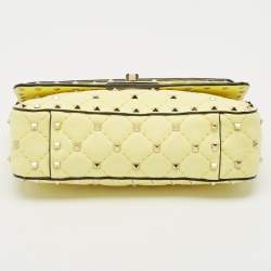Valentino Yellow Quilted Leather Small Rockstud Spike Chain Shoulder Bag