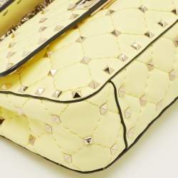 Valentino Yellow Quilted Leather Small Rockstud Spike Chain Shoulder Bag