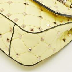 Valentino Yellow Quilted Leather Small Rockstud Spike Chain Shoulder Bag