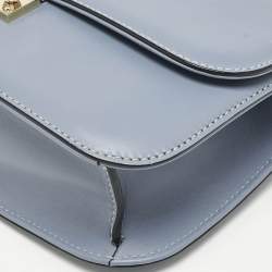 Pre Owned Valentino Light Blue Leather Medium Glam Lock Chain Shoulder Bag