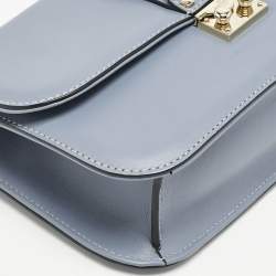 Pre Owned Valentino Light Blue Leather Medium Glam Lock Chain Shoulder Bag