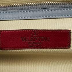 Pre Owned Valentino Light Blue Leather Medium Glam Lock Chain Shoulder Bag