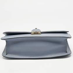 Pre Owned Valentino Light Blue Leather Medium Glam Lock Chain Shoulder Bag