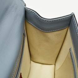 Pre Owned Valentino Light Blue Leather Medium Glam Lock Chain Shoulder Bag