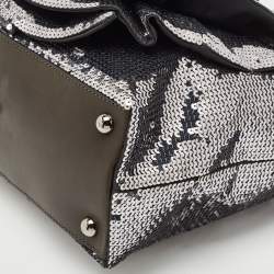 Pre Owned Valentino Silver/Grey Sequins Rose Petal Shopper Tote