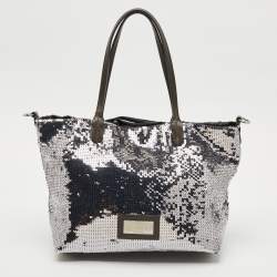 Pre Owned Valentino Silver/Grey Sequins Rose Petal Shopper Tote