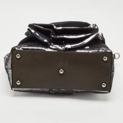 Pre Owned Valentino Silver/Grey Sequins Rose Petal Shopper Tote