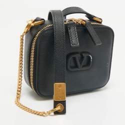 Valentino Black Leather Mini VSling Camera Crossbody Bag