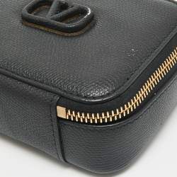 Valentino Black Leather Mini VSling Camera Crossbody Bag
