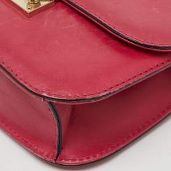 Pre Owned Valentino Pink Leather Small Glam Lock Chain Shoulder Bag