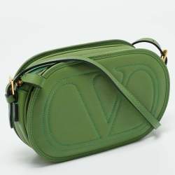 Valentino Green Leather Logo Go Crossbody Bag