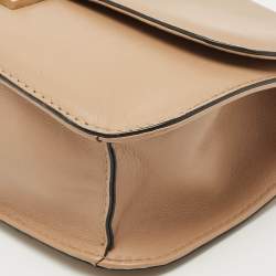 Valentino Beige Leather Medium Rockstud Glam Lock Shoulder Bag