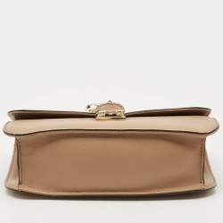 Valentino Beige Leather Medium Rockstud Glam Lock Shoulder Bag