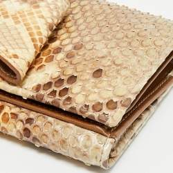 Valentino Beige Python Bow Flap Continental Wallet