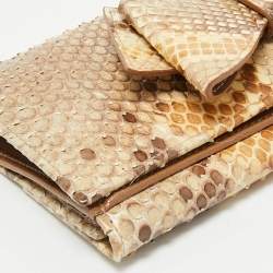 Valentino Beige Python Bow Flap Continental Wallet
