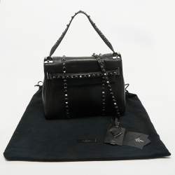 Valentino Black Leather Medium My Rockstud Rolling Top Handle Bag