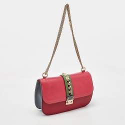 Pre Owned Valentino Multicolor Leather Medium Glam Lock Flap Chain Shoulder Bag
