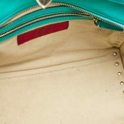 Pre Owned Valentino Turquoise Blue Leather Medium Rockstud Trapeze Tote