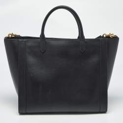 Pre Owned Valentino Black Leather VLogo Signature Tote