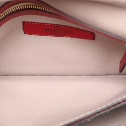 Pre Owned Valentino Burgundy Leather Rockstud Flap Wristlet Clutch