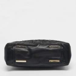 Pre Owned Valentino Black Leather and Beaded Lace Demetra Tote