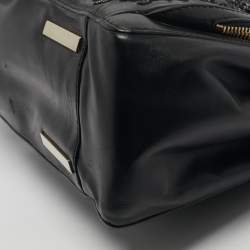 Pre Owned Valentino Black Leather and Beaded Lace Demetra Tote