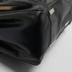 Pre Owned Valentino Black Leather and Beaded Lace Demetra Tote