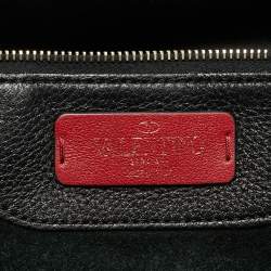 Pre Owned Valentino Black Leather Rockstud Shopper Tote