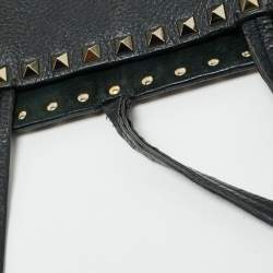 Pre Owned Valentino Black Leather Rockstud Shopper Tote