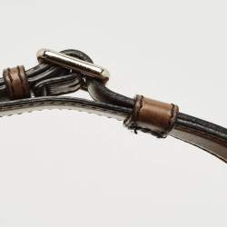 Pre Owned Valentino Beige Leather Crystal Embellished Catch Hobo