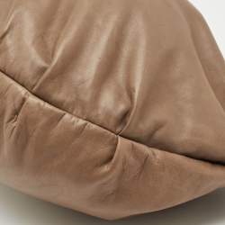 Pre Owned Valentino Beige Leather Crystal Embellished Catch Hobo