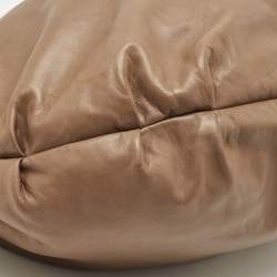 Pre Owned Valentino Beige Leather Crystal Embellished Catch Hobo