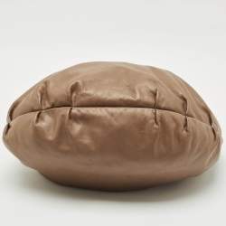 Pre Owned Valentino Beige Leather Crystal Embellished Catch Hobo