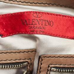 Pre Owned Valentino Beige Leather Crystal Embellished Catch Hobo