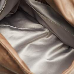 Pre Owned Valentino Beige Leather Crystal Embellished Catch Hobo