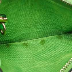 Pre Owned Valentino Neon Green Leather Rockstud Keychain Card Holder