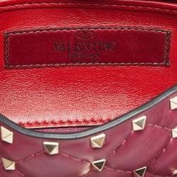Pre Owned حقيبة كتف فالنتينو سلسلة سبايك روكستد صغير جلد لامعة مبطنة خضراء