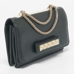 Pre Owned Valentino Green Leather Rockstud Va Va Voom Chain Shoulder Bag